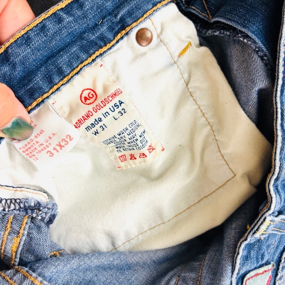 Adriano Goldschmied The Symbol Button Fly Faded Straight Leg Jeans (31/32) - Picture 12 of 16